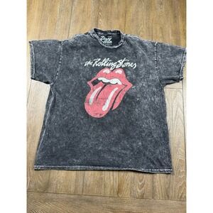 Dirty Cotton Scoundrels Rolling Stones Tongue Graphic Tee XL Black Wash
